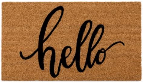 joybest Hello Door Mat with Heavy Duty Backing, Coco Coir Front Door Mats for Indoor and Outdoor Doormats, Front Porch Entrance, Home Entryway Farmhouse Decor, 17 x 30 inch