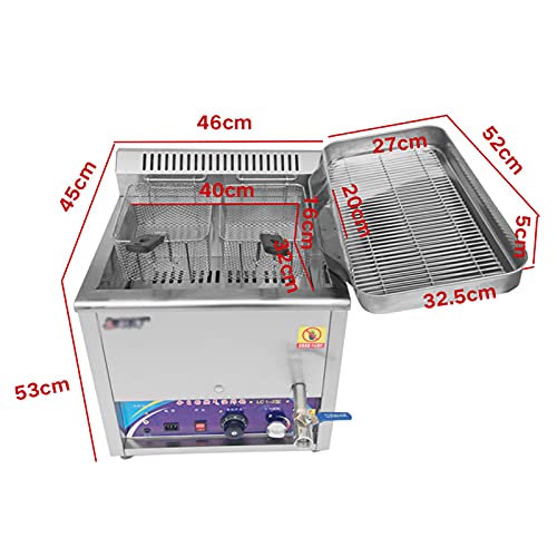 Kommerzielle Edelstahl-Arbeitsplatten-LPG-Gas-Fritteuse mit Korb und Deckel, 20-l-Edelstahl-Fritteuse für die gewerbliche Hausmannskost – Bild 3