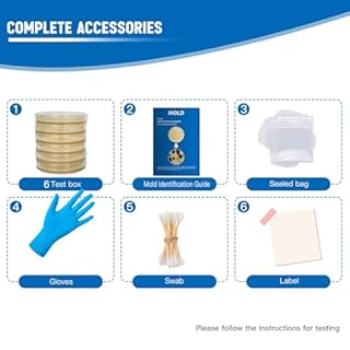 Mold Test Kit for Home -DIY Mold Testing Kit with 6 Individual Tests-Black Mold Detector-Indoor Air Quality Tester-Mold Identification Guide-Free Lab Analysis-Fast and Reliable Mold Detector at Home