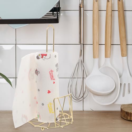 Soporte de papel de cocina dorado ABOOFAN de hierro para encimera 4