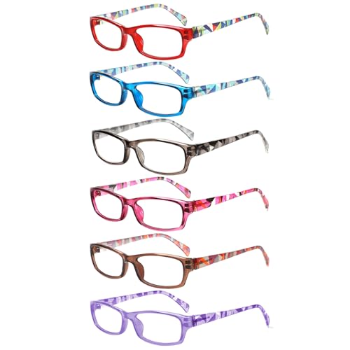 Image of Henotin 6-Pack Reading Glasses Blue Light Blocking Anti Eyestrain Computer Reading Glasses for Women and Men Readers (Mix Color-A, 2.50, Diopters)