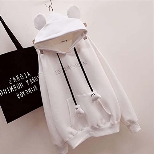 DUCUT Pulôver feminino de lã de inverno 2021, casaco de orelhas de urso, moletom casual outono e inv