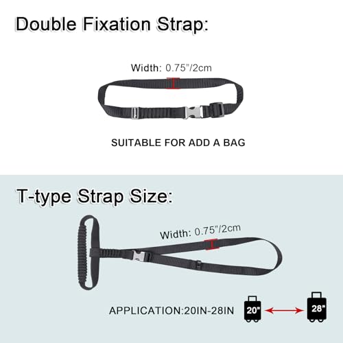 Image of Vigorport Luggage Straps, Metal Luggage Connector Straps for Suitcases, Stretchable Add A Bag Adjustable Attachment Accessories Belts (Black, Small)