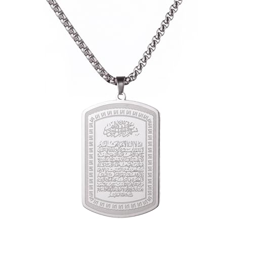 VASSAGO Islamic Allah Necklace for Men Women Stainless Steel Muslim Ayatul Kursi Necklace Islam Arabic Eid Ramadan Jewelry Gift