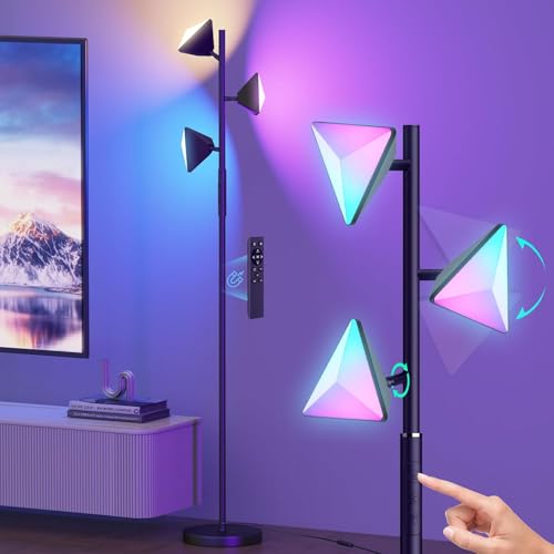 ROTTOGOON RGBCW Stehlampe 36 W Farbwechsel LED Baum Stehlampe Stufenlos Dimmbar Hohe Stehleuchte mit Fernbedienung und Touch-Steuerung 2700 K-6500 K Moderne Stehlampen für Wohnzimmer