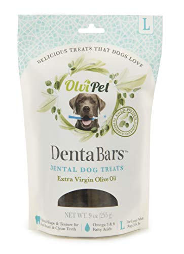 OlviPet Denta Bars Olive Oil Based Teeth Cleaning Bars for Dogs, Large, 9 Ounce Package, Green