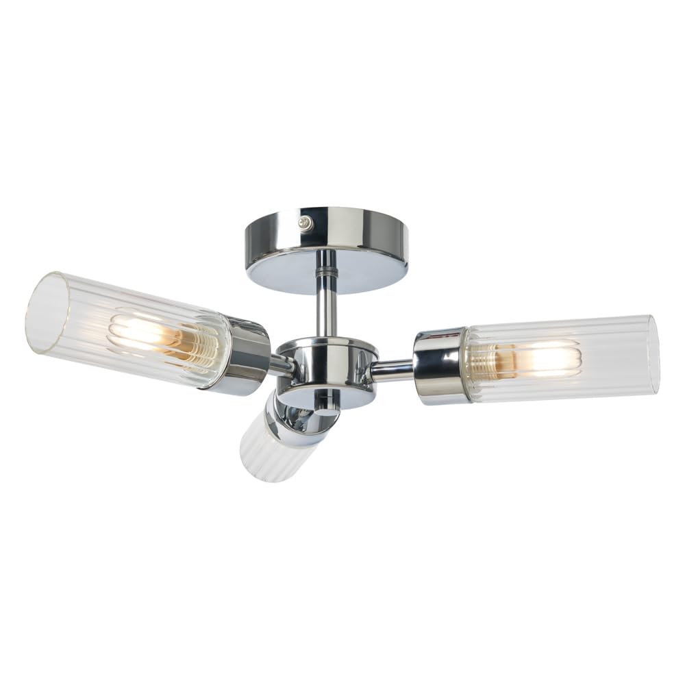 LITECRAFT Mavis Ceiling Light Bathroom IP44 Rated Semi Flush - (Polished Chrome)