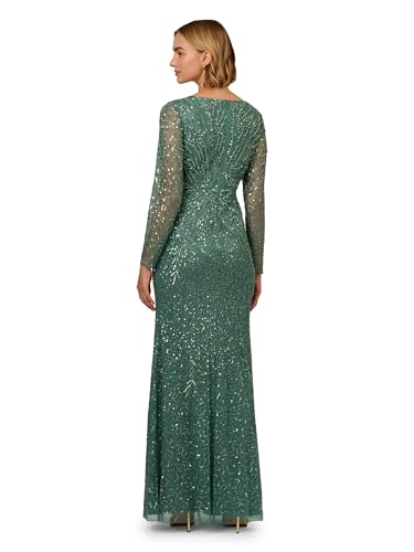 Adrianna Papell Women's Sleeve Bead Long Dress2