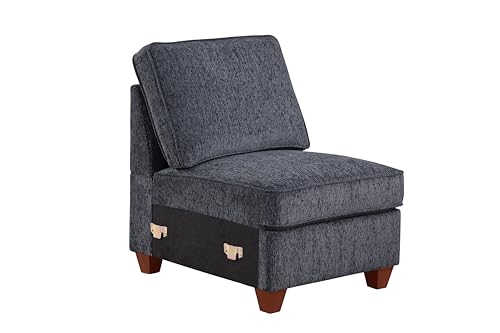 Image of Ball & Cast 116 inch L-Shaped Sectional Couch with Movable Ottoman & 6 Throw Pillow,7 Seat Chenille Upholstered Sectional Sofa W /Wide Armrest,DIY Combination,Comfy Sectionals Set for Living Room,Dark Gray