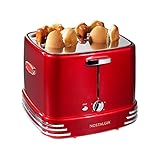 4 Hot Dog Pop-Up Toaster and 4 Bun Capacity with Mini Tongs, Retro Red