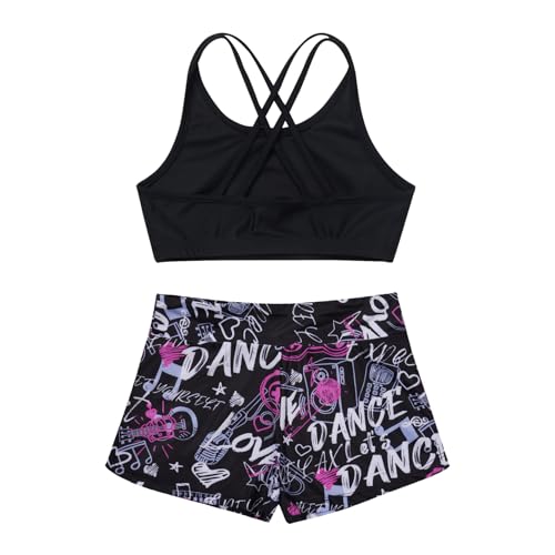 Kids Girls 2 Piece Gymnastics/Dance/Sports Outfits Crop Tank Tops and Shorts Tankinis Athletic Swimsuit4
