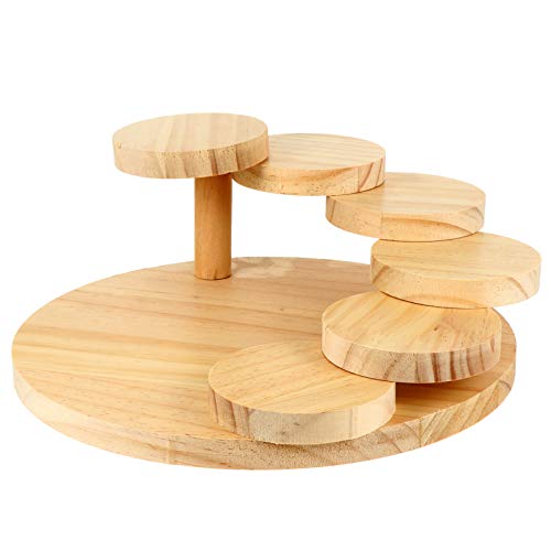 Housoutil Stairs Meat Plate Kitchen Sushi Plate, Rotating Wooden Sashimi Plate Tray Sushi Board Table Decoration, Serving Tray Sushi Plate Tableware for Home Restaurant Bar Rotating Steps Sushi Tray