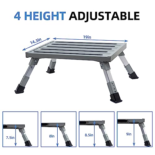 Safety Rv Steps 19" X 14.5" Large Rv Step Aluminum Folding Platform And Ladder With Non-Slip Rubber Feet More Stable Supports Up To 1500Lbs #TOP1