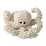 Pet Lou 100% Natural Nubby Plush Dog Toy with Squeaker and Crinkle Paper, Durable Octopus Plush Squeaky Toy for Indoor and Outdoor Play, 9 Inch