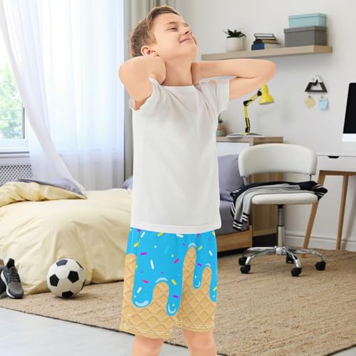 Boys Athletic Shorts Ice Cream Casual Kids Active Sports Gym Soccer Shorts for Summer 7-15Y3