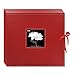 Pioneer 12 Inch by 12 Inch 3-Ring Leatherette Inset Frame and Ribbon Closure Memory Book, Red