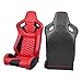 IKON MOTORSPORTS, Universal Racing Seats with Dual Sliders, Reclinable Red & Black PU + Carbon Leather with Hexagonal Quilting Sport Bucket Seats, 1 Pair Driver + Passenger Side
