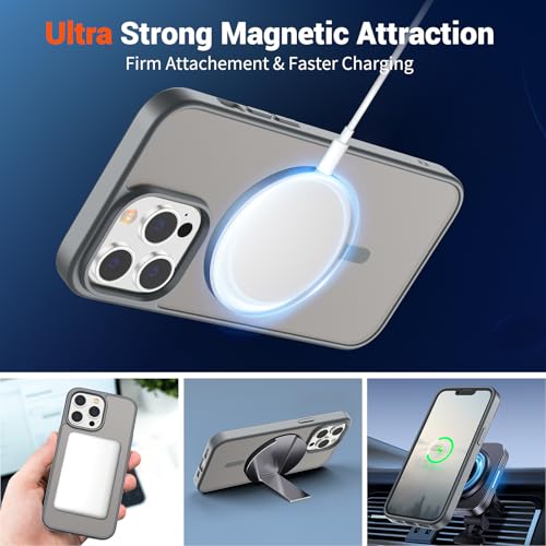 Image of SUPFINE Magnetic for iPhone 13 Pro Case (Compatible with MagSafe) (Military Grade Drop Protection) Slim Translucent Matte Shockproof with Anti-Fingerprint Phone Case,Gray