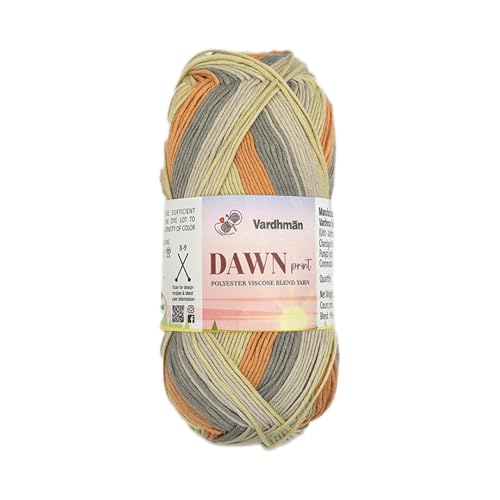 Image of Vardhman Dawn Print Polyester Viscose Soft Yarn for Knitting, Crochet & DIY Craft Projects | Ideal for Garments, Toys, Accessories & Home Decor | Pack-1 Ball, 100g Each DCD006