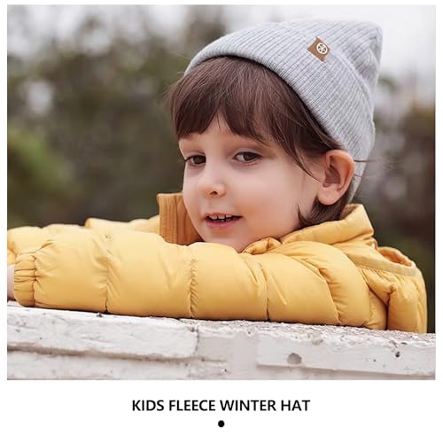 Image of Kids Winter Hat Scarf Gloves Set - Thermal Knitted Beanie with Soft Fleece Neck Warmer for Children Aged 2-8