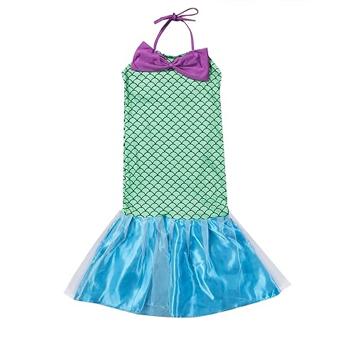 Image of WANNA PARTY WP WP Polyester Little Girls Mermaid Princess Costume Sequins Party Dress For Kids - Halloween Dress Up Costumes- Age 5-7 Years - Size M,Multicolor