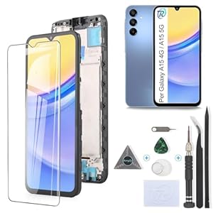 RongZy Écran LCD pour 6.5" Samsung Galaxy A15 4G A155F Écran De Remplacement pour Samsung Galaxy A15 5G A156B Écran LCD Numériseur Tactile Panneau Assemblé De Réparation avec Outils(Noir avec Cadre)