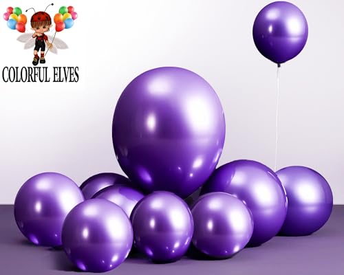 Image of Purple Metallic Chrome Latex Balloons 5 inch 100 Pack Thicken Round Balloon for Birthday Party Decorations