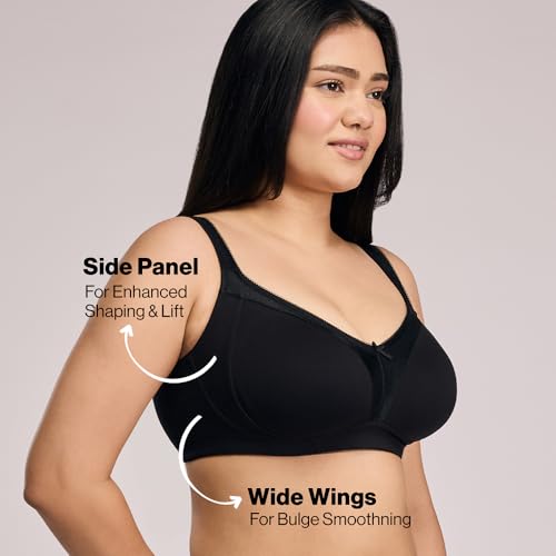 Image of NYKD NYB101 Cotton Non Padded Non Wired Full Coverage Everyday Bra M-Frame Bounce Control (Plus