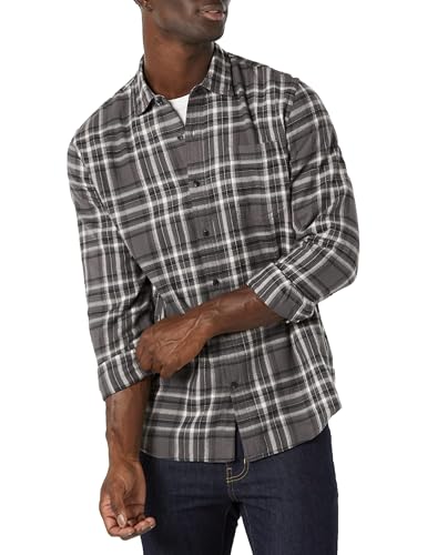 Image of Amazon Essentials Men's Regular Fit Long-Sleeve Flannel Shirt, Soft Brushed Cotton, Lightweight yet Warm