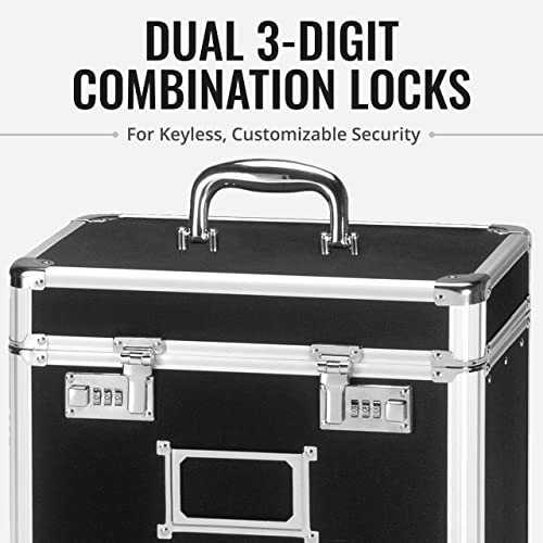 Vaultz Locking File Organizer Box - 13.5 X 13.25 X 10.5 Inch Large, Portable Locking Storage Box For Filing Letters & Documents W/ Combination Lock, Black #TOP3