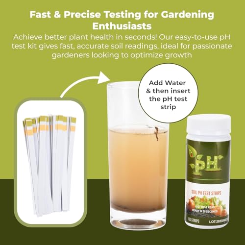 Image of 100 Soil pH Test Strips (pH 3-9) - Accurate Soil Testing Paper, Ideal for Garden, Lawn, Vegetables, Flowers & Indoor /Outdoor Plants
