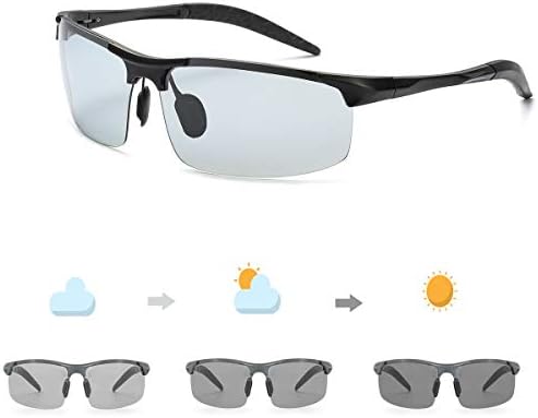 Sunglasses Photochromic Men with Polarized Lens Bike Glasses for Men, 100% UV Protection Sunglasses for Men