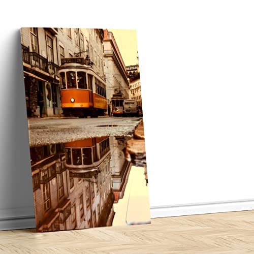 Affiche poster tramway Lisbonne reflet eau décoration murale chambre 40x60