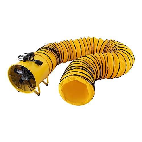 Ventilador industrial soplador de 16 pulgadas, 1100W con dos velocidades, ventilador axial de alta potencia con ducto de 32.8 pies, 3178 CFM para ventilación y extracción en cuarto de cultivo, almacén y taller miniatura 1