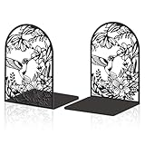 Hobbspring 2 Stück Kolibri Blume Dekorative Metall Buchstützen Buchenden für Schwere Bücher Robuste Bücherregalhalter Größere Buchstützen Verwendet auf dem Schreibtisch für Zurück zur Schule