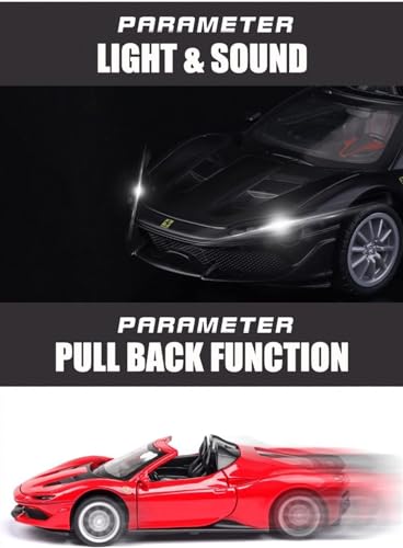Image of 1:32 Ferrari J50 Alloy Metal Diecast Car Model Pullback Toy Car with Openable Doors & Light, Music for Gift,Party Decorations Toy (Color As Per Available) (Black)