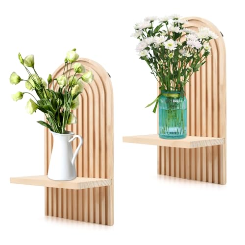 TMBMLPP 2 Stück Wandregal Holz Boho,34,5 x 18cm Floating Shelves...