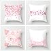 Zestaw 4 poszewek na poduszki 60 x 60 cm, różowe kwiaty, dekoracyjne poszewki na poduszki z niewidocznym zamkiem błyskawicznym, kwadratowe poszewki na poduszki do salonu, na sofę, kanapę, łóżko, 60 x 60 cm