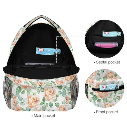 Sac à dos aquarelle roses grande capacité taille S pour étudiante - 7
