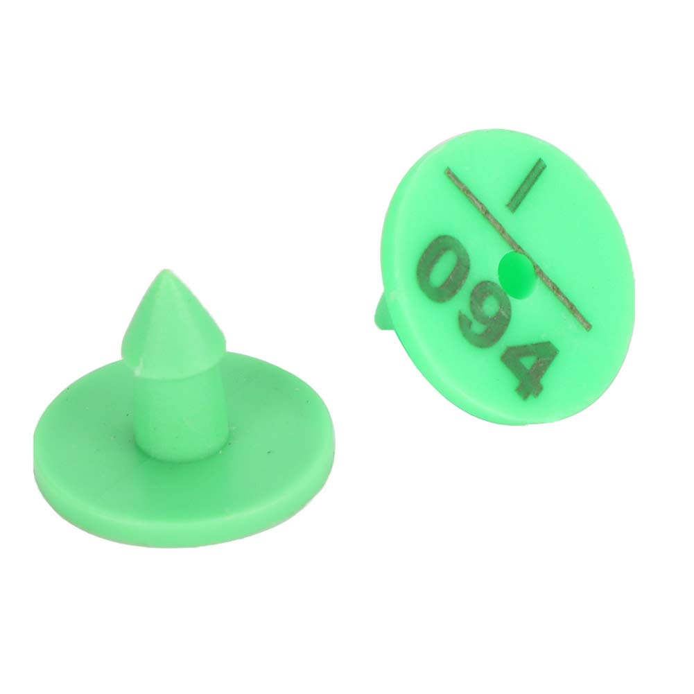 Marchio auricolare, 100 pezzi marchi auricolari in plastica per piccoli animali Uso di bestiame Marchio auricolare anti-spargimento per coniglio maiale(verde)