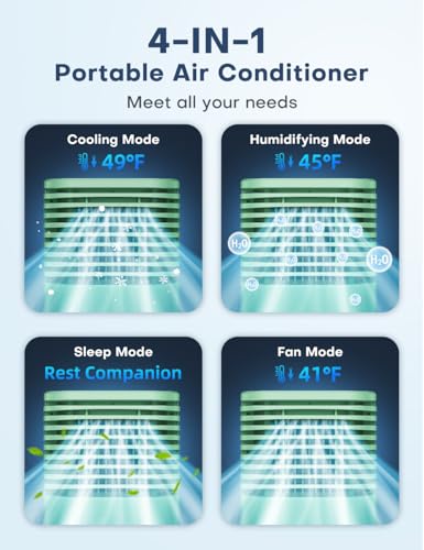Image of 4-IN-1 Portable Air Conditioners, Evaporative Air Cooler w /4 Modes & 3 Speeds, 15H Timer for Smart Auto-off, 2-Gal Tank for 20H Cooling,17FT Remote,No Hose Needed - Bronze