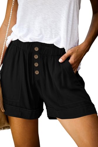 Image of KISSMODA Womens Summer Shorts Leopard /Camo /Solid /Floral Print Elastic Waist Pocketed Casual Pants