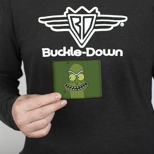 Buckle-Down Rick and Morty Wallet, Bifold, Rick and Morty Pickle Rick Grinning Greens, Vegan Leather3