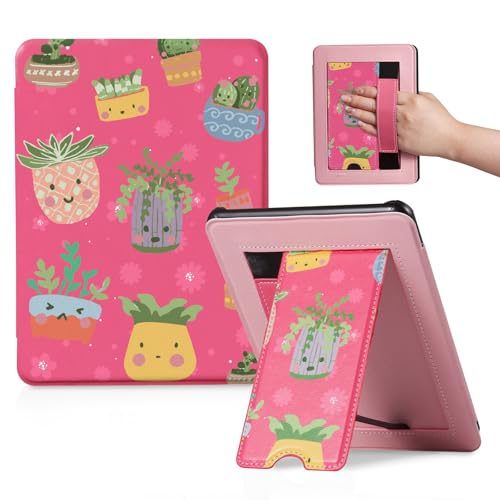 Image of CoBak Lightweight Stand Cute Case for 7 inch Kindle Paperwhite 12th Gen 2024 and Kindle Colorsoft with Right Hand Strap - Compatible with iPhone MagSafe, for Samsung /Anker Wireless Charging Pads