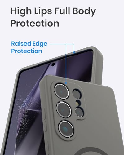 Image of DIZORO Microfiber Candy Case Compatible for Samsung S25 Ultra 5g Magnetic Silicone Case, Compatible with MagSafe Shockproof, Slim, Anti-Scratch Soft Non-Slip Body Protective Back Cover(Titanium)