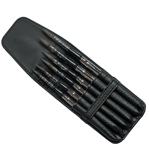 Biaelk 873ROUND-#678101214 Squirrel Watercolor Brushes, 6Pcs Professional Travel Artist Paintbrushes,Paintbrushes Set thumb #3