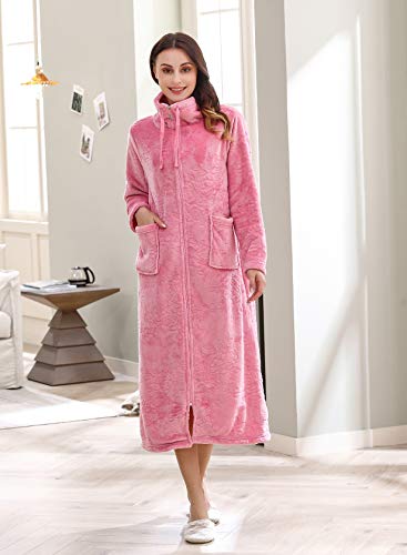 Richie House Women's Soft and Warm Fleece Robe with Zipper Size S-XL RHW28563