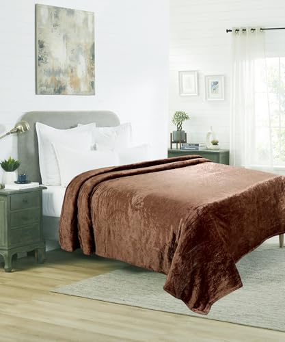 Image of Dream Living Premium Flannel Double Bed Winter Blanket | Winter bedsheet AC Blanket |Reversible Lightweight Cozy Soft for Bed, Sofa, Couch, Travel & Camping| 220x230 cm - Coffee-300 TC
