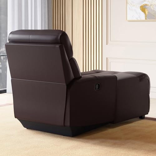 Image of Home Centre Stockholm Half Leather 1-Seater Push Back Lounge Recliner - Brown
