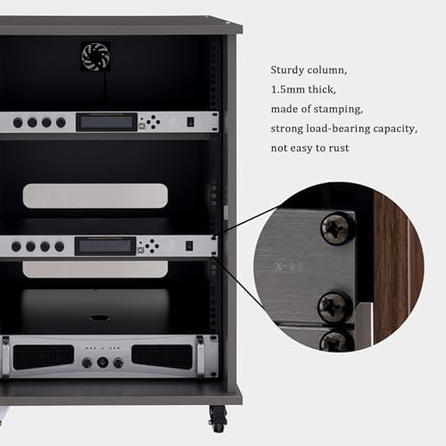 AV Storage Cabinet with Adjustable Shelves, Mobile Media Stand, TV & Electronics Rack, Gray with Stylish Door Design (22"x22"x25")